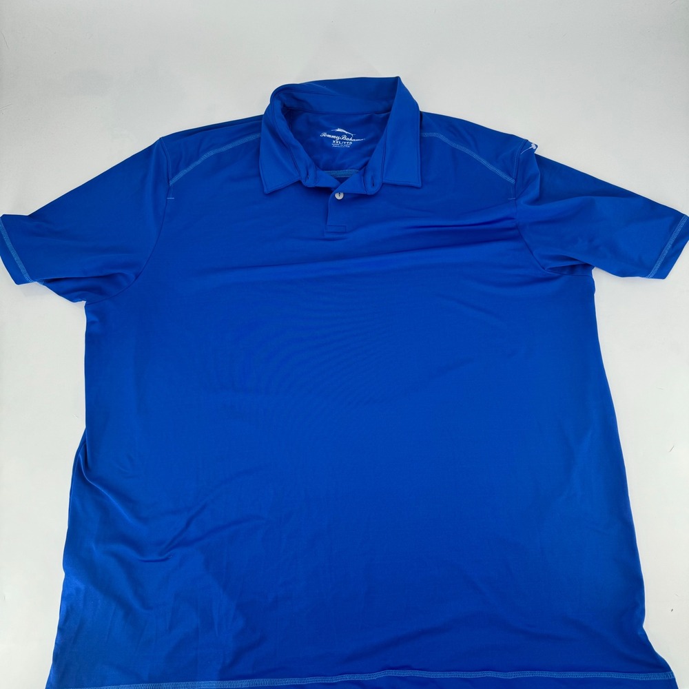 Tommy Bahama Mens XXL Royal Blue Short Sleeve Performance Polo Shirt Marlin Logo